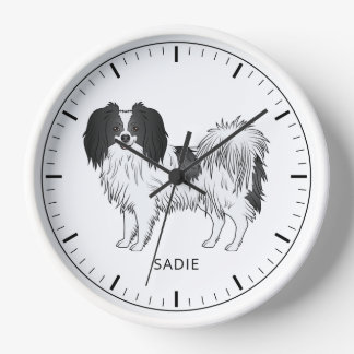 Black And White Phalène With Personalizable Name Clock
