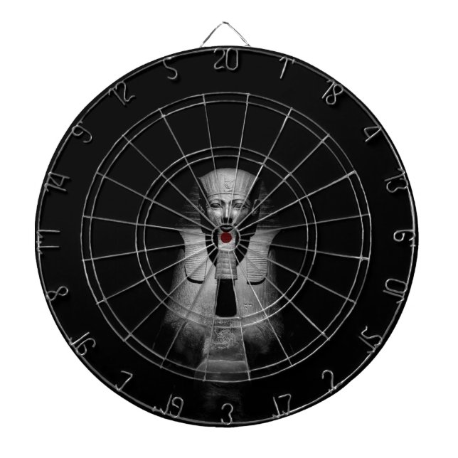 Black and white pharaoh king dart board (Front)