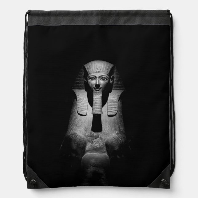 Black and white pharaoh king drawstring bag (Front)