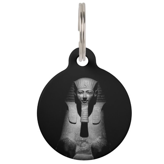 Black and white pharaoh king pet ID tag (Front)