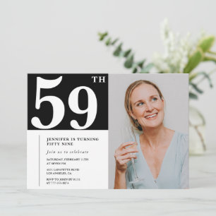 Black and White Photo 59th birthday Invitations