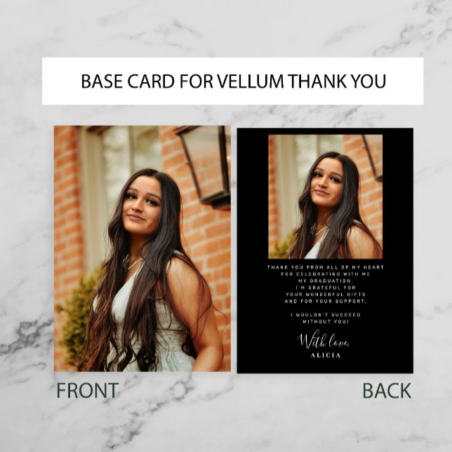 Black and white PHOTO BASE for vellum graduation Thank You Card (Creator Uploaded)
