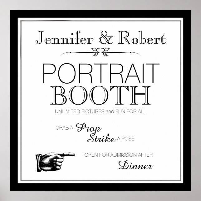 Black and White Photo Booth Sign (Front)