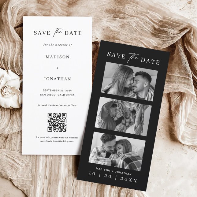 Black and White Photo Booth Strip Bookmark Wedding Save The Date (Creator Uploaded)