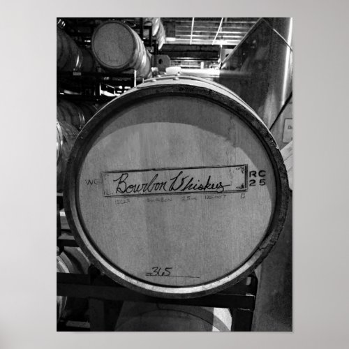 Black And White Photo Bourbon Whisky Barrel Poster