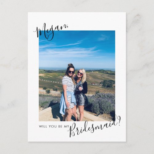 Black and White Photo Bridesmaid Proposal Script  Postcard