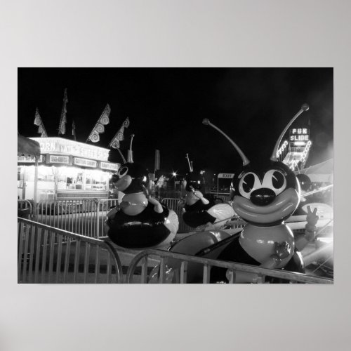 Black and White Photo Carnival Bee Ride Poster