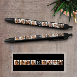 Black and White Photo Collage Custom Monogram Pen