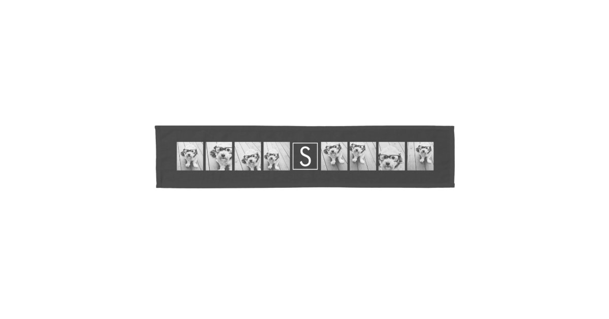 Black and White Photo Collage Custom Monogram Short Table Runner Zazzle