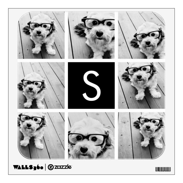 Black and White Photo Collage Custom Monogram Wall Decal (Front)