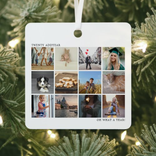 Black and White Photo Collage Family Christmas Metal Ornament