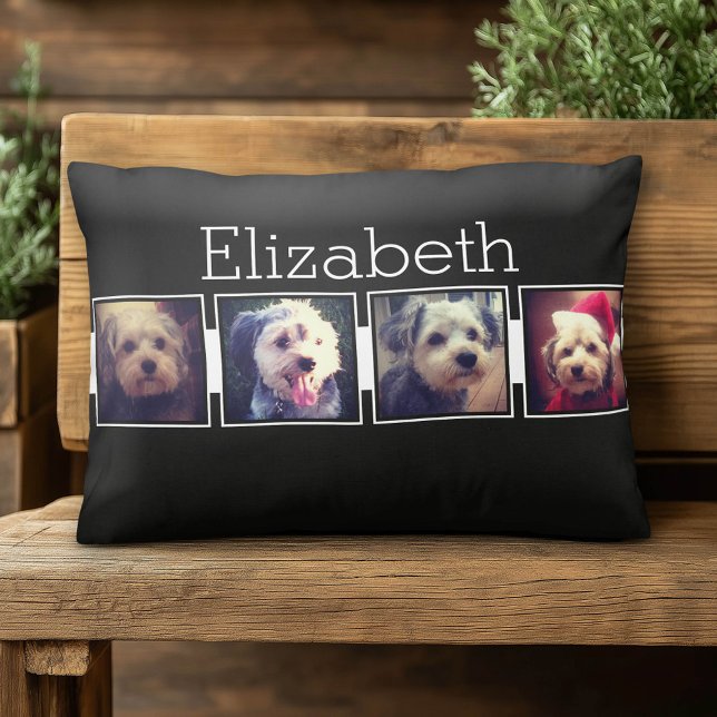 Black and White Photo Collage Squares Personalized Accent Pillow (Custom Pillow)