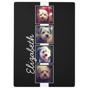 Black and White Photo Collage Squares Personalized Clipboard