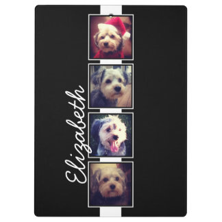 Black and White Photo Collage Squares Personalized Clipboard