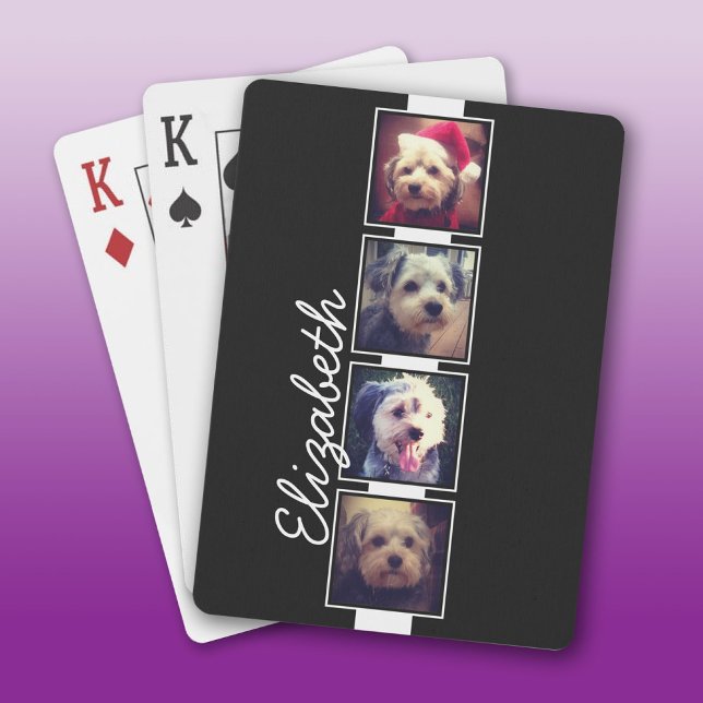 Black and White Photo Collage Squares Personalized Poker Cards (Custom Playing Cards)