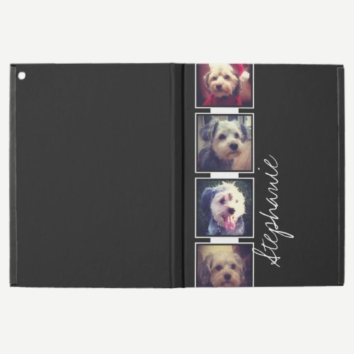 Black and White Photo Collage Squares with name iPad Pro 12.9" Case