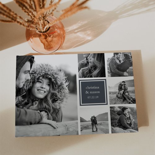Black and White Photo Collage Wedding Guest Book
