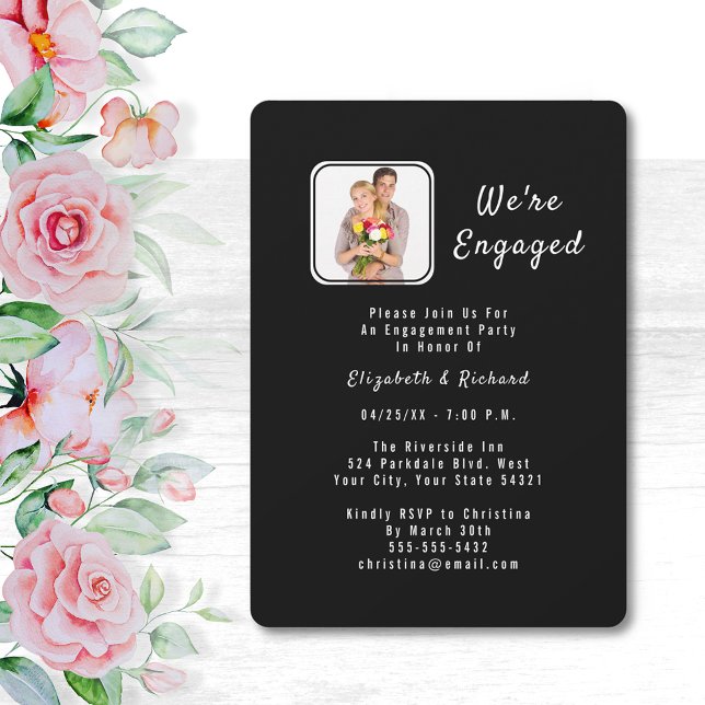 Black and White Photo Engagement Party Invitation (Creator Uploaded)