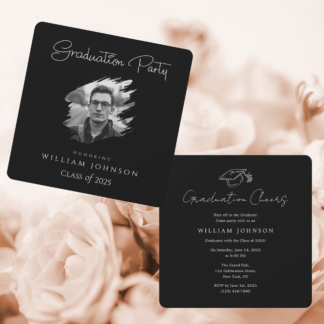 Black and White Photo | Graduation Party 2026 Invitation (Black and White Graduation Party 2025 Invitation)