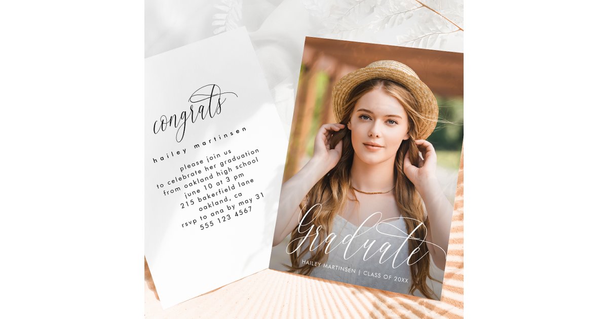 Black and White Photo Graduation Party Invitation | Zazzle