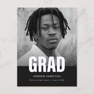 Black and White Photo Graduation Party Invitation Postcard