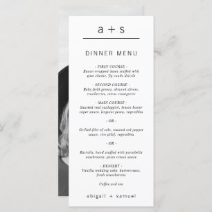 Black and White Photo Minimalist Monogram Wedding Menu