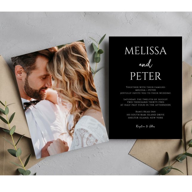 Black and White Photo Modern Elegance Wedding  Invitation (Creator Uploaded)