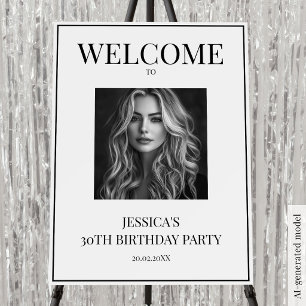 Black and White Photo Modern Simple 30th Birthday Foam Board
