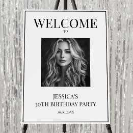 Black and White Photo Modern Simple 30th Birthday Foam Board