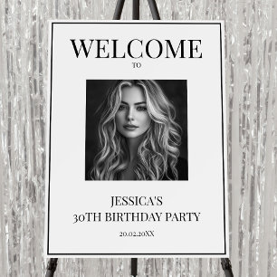 Black and White Photo Modern Simple 30th Birthday Foam Board