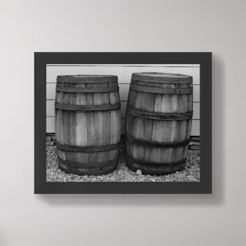 Black And White Photo Oak Barrels Framed Art