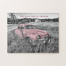 Black and white photo of a 1950s vintage car, tint