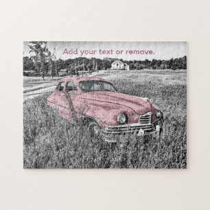 Black and white photo of a 1950s vintage car, tint jigsaw puzzle