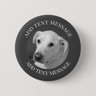 Black and White Photo of a Beautiful Soulful Dog Button
