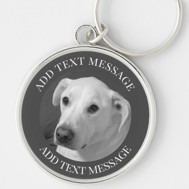 Black and White Photo of a Beautiful Soulful Dog Keychain (Front)