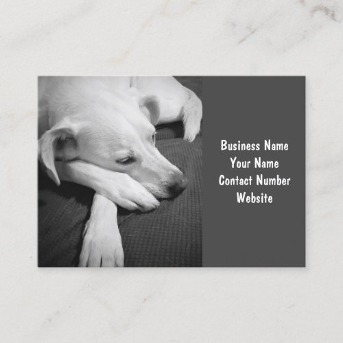 Black and White Photo of a Dog Sleeping Simple Business Card