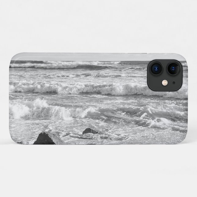 Black and White Photo of Atlantic Ocean Waves Case-Mate iPhone Case (Back (Horizontal))
