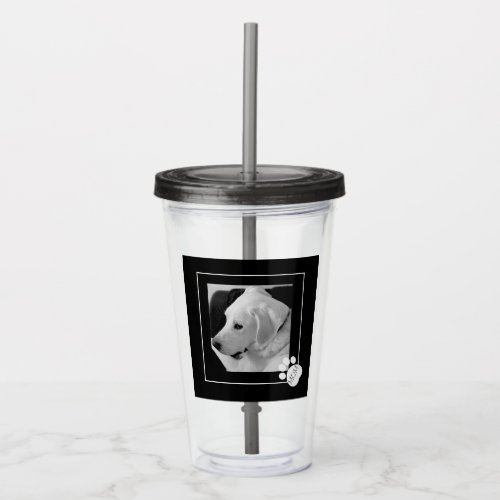 Black and White Photo of Cute Dog Best Mom Ever Acrylic Tumbler