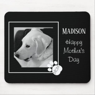 Black and White Photo of Cute Dog Best Mom Ever Mouse Pad
