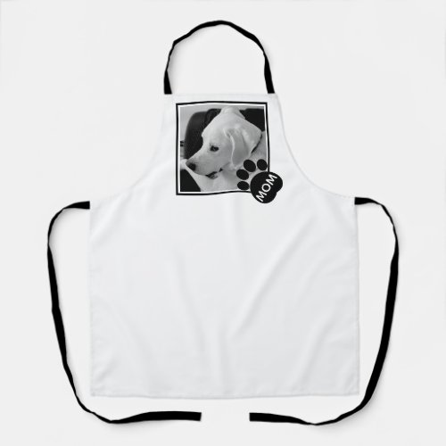 Black and White Photo of Cute Dog Mom Paw Apron