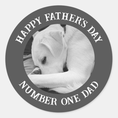 Black and White Photo of Cute Dog Resting on Paw Classic Round Sticker