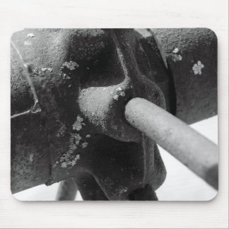 Black And White Photo of Rusty Machinery Mouse Pad