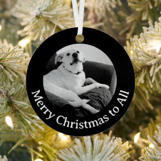 Black and White Photo of Talking Dog Christmas Metal Ornament