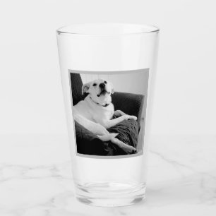 Black and White Photo of Talking Dog Text Message Glass