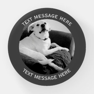 Black and White Photo of Talking Dog Text Message Paperweight