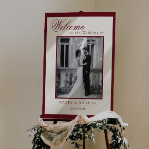 Black and White Photo Old Money Wedding Welcome Foam Board