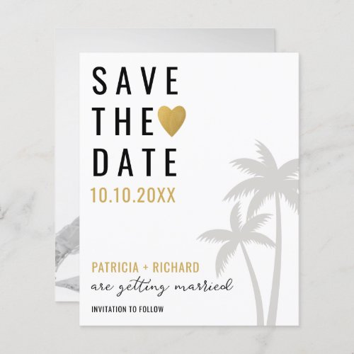 Black And White Photo Palm Wedding Save The Date 