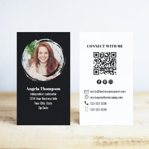 Black and White Photo QR Code Connect with Me Business Card