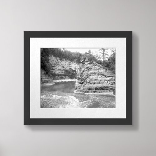 Black And White Photo River Gorge Framed Art