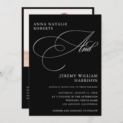 Black and White Photo Script And QR Code Wedding Invitation